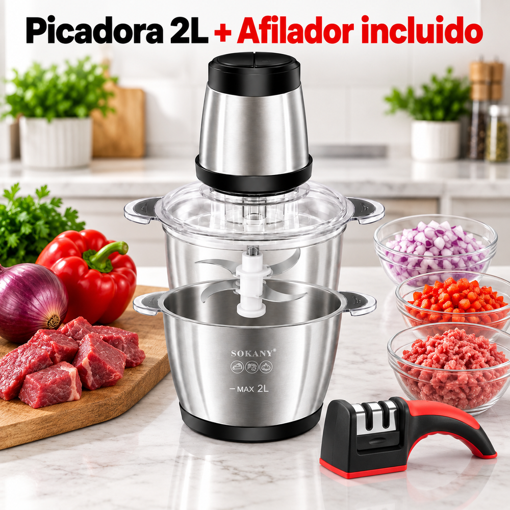 Picadora Procesadora 2 litros + AFILADOR