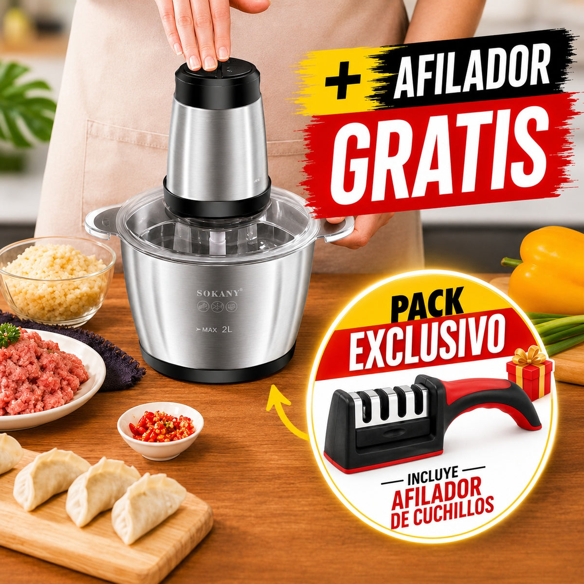 Picadora Procesadora 2 litros + AFILADOR