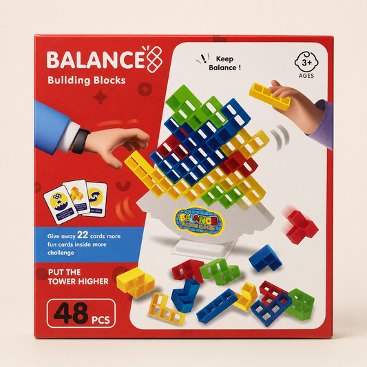 Caja frontal del juego Balance Building Blocks de 48 piezas