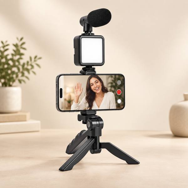 Kit para Lives 3 en 1 – Trípode, Luz LED y Micrófono