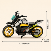 Medidas de la motocicleta armable: 31,3 cm de largo, 11,5 cm de ancho y 17,2 cm de alto